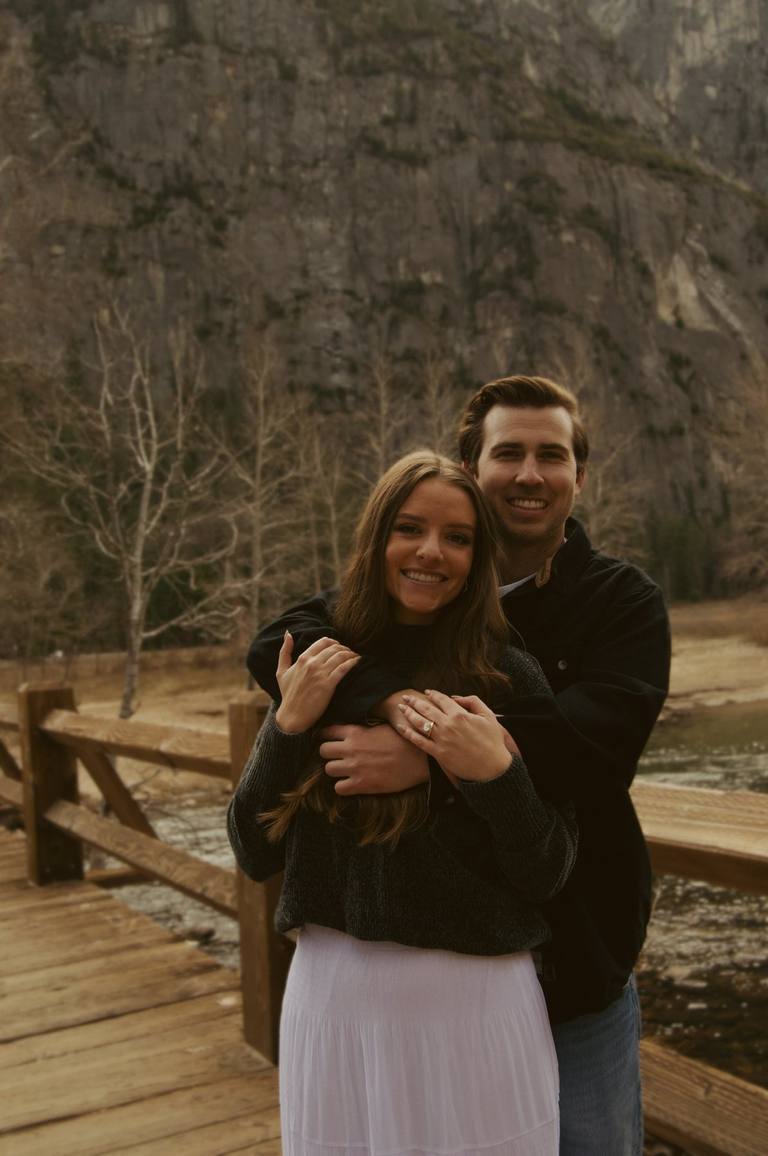 Engagement couple in romantic natural light